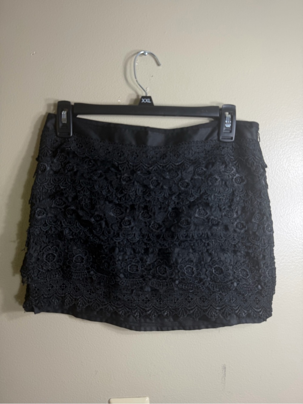 Sans Souci Black Lace Mini Skirt Womens Layered Scallop Y2K Goth Side Zip